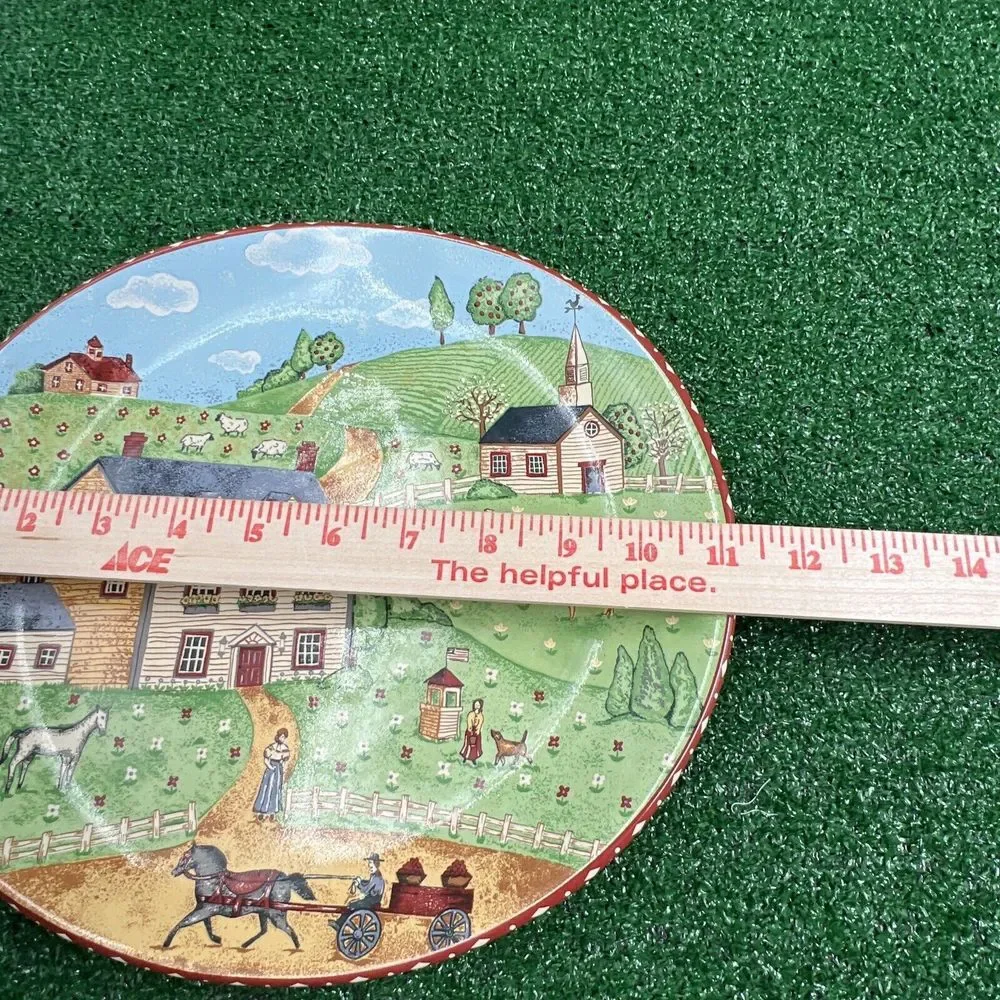 Vintage Sango Green Acres Serving Platter Dinner Plate Church Farm Horse 4873 20